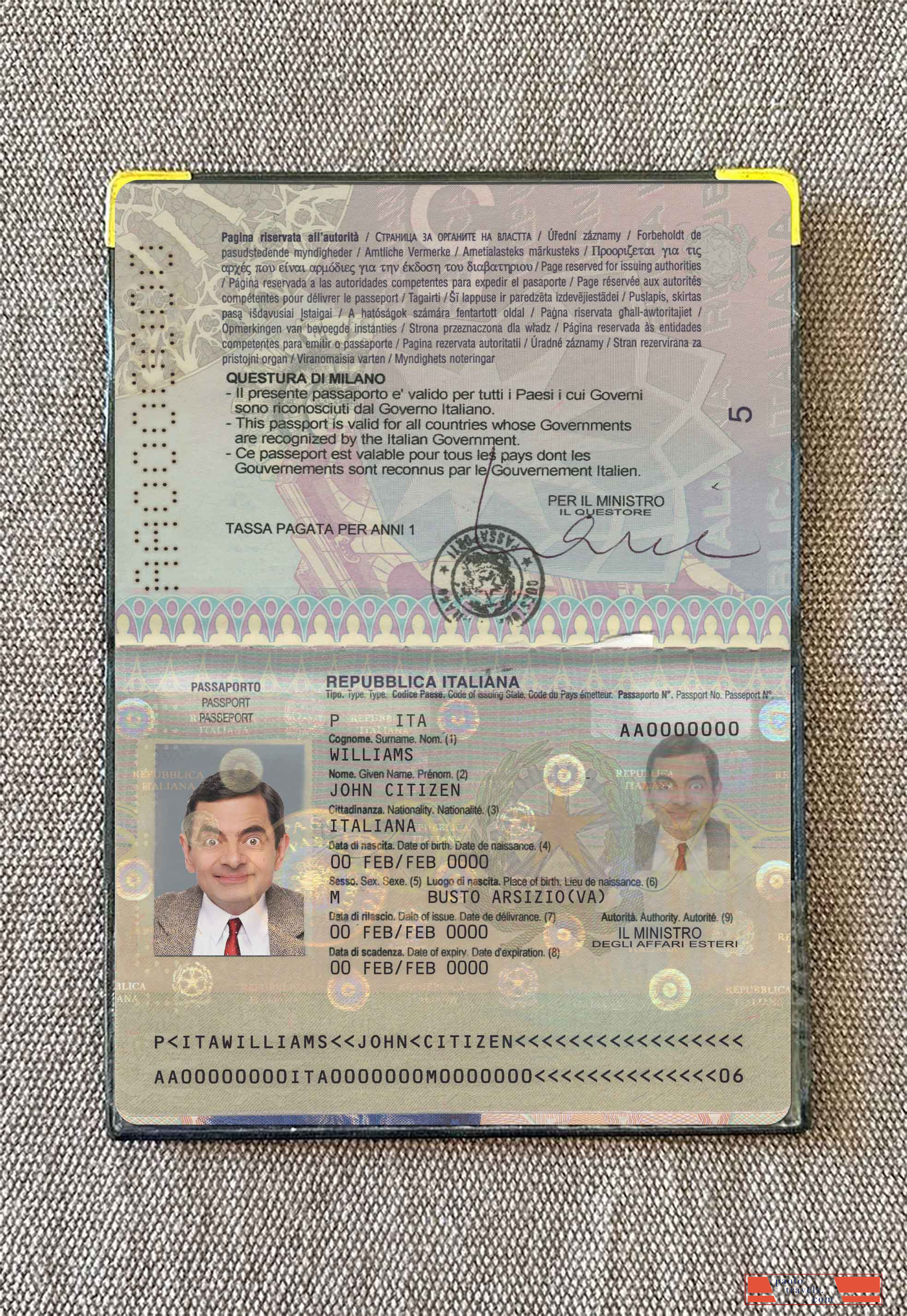 ITALY passport version 2 photo look PSD template